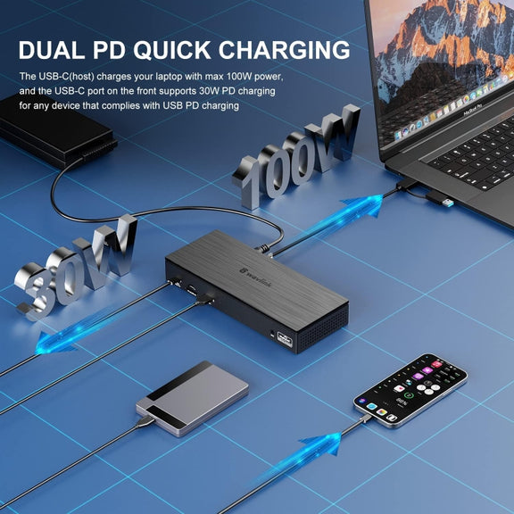 Wavlink UG69PD8 100W PD 18 in 1 Type-C Dock Compatible Type-C Universal Docking Station, Plug:EU Plug