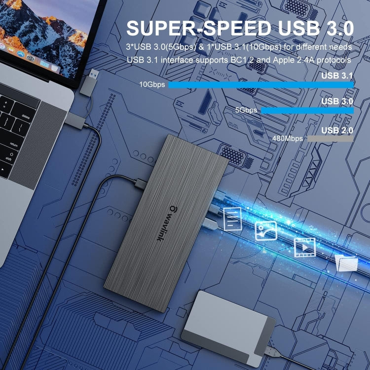 Wavlink UG69PD8 100W PD 18 in 1 Type-C Dock Compatible Type-C Universal Docking Station, Plug:AU Plug