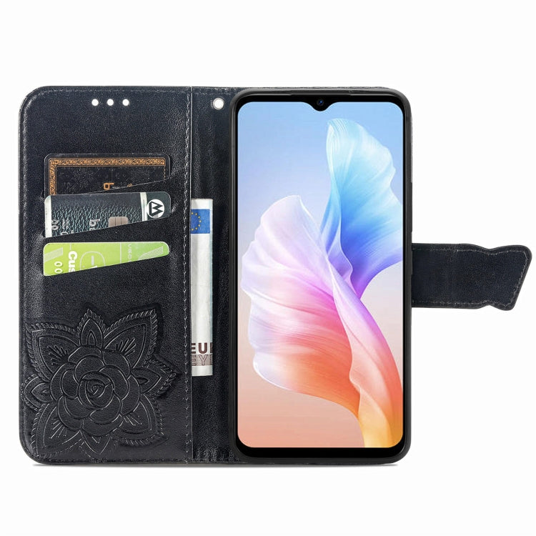 For DOOGEE X98 Pro / X98 Butterfly Love Flower Embossed Leather Phone Case(Black)