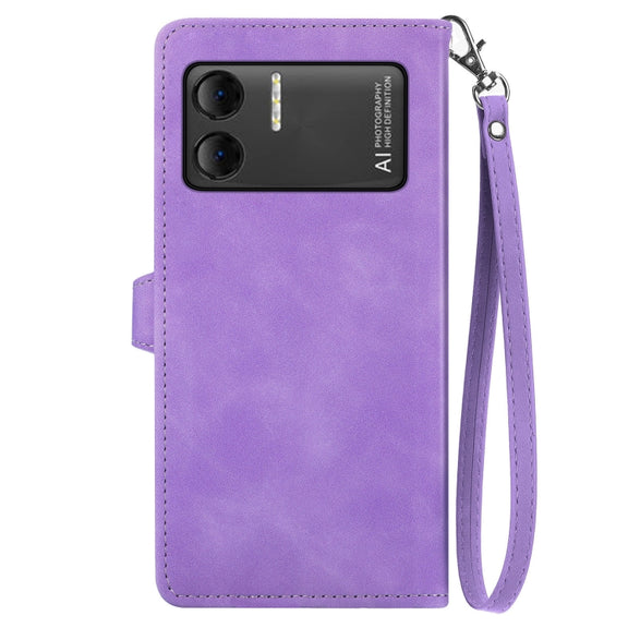 For DOOGEE X98 Pro / X98 Embossed Flower Zipper Leather Phone Case(Purple)