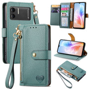 For DOOGEE X98 Pro / X98 Love Zipper Lanyard Leather Phone Case(Green)
