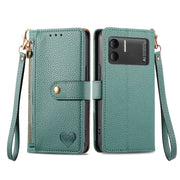 For DOOGEE X98 Pro / X98 Love Zipper Lanyard Leather Phone Case(Green)
