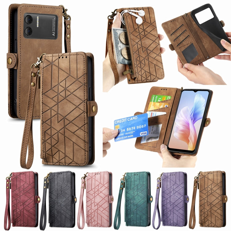 For DOOGEE X98 Pro / X98 Geometric Zipper Wallet Side Buckle Leather Phone Case(Black)