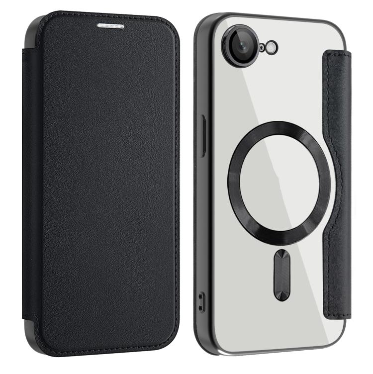 For iPhone 16e Shield MagSafe RFID Anti-theft Leather Phone Case(Black)