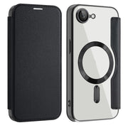 For iPhone 16e Shield MagSafe RFID Anti-theft Leather Phone Case(Black)