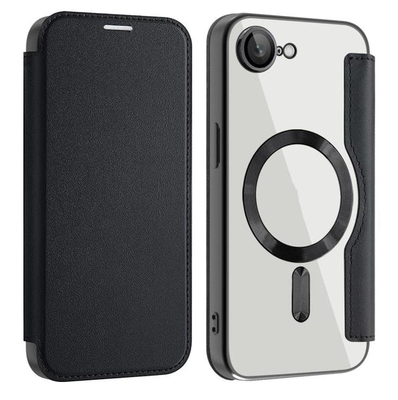 For iPhone 16e Shield MagSafe RFID Anti-theft Leather Phone Case(Black)