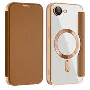 For iPhone 16e Shield MagSafe RFID Anti-theft Leather Phone Case(Brown)