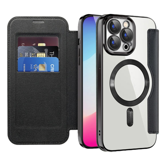 For iPhone 16 Plus Shield MagSafe RFID Anti-theft Leather Phone Case(Purple)