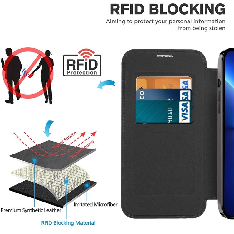 For iPhone 16e Shield MagSafe RFID Anti-theft Leather Phone Case(Black)