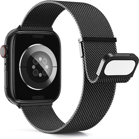 For Apple Watch 8 45mm Milan Double Magnetic Steel Mesh Watch Band(Black)