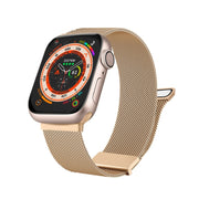 For Apple Watch 8 45mm Milan Double Magnetic Steel Mesh Watch Band(Rose Gold)