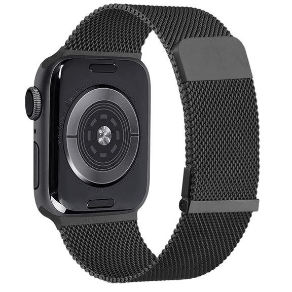 For Apple Watch 6 44mm Milan Double Magnetic Steel Mesh Watch Band(Black)