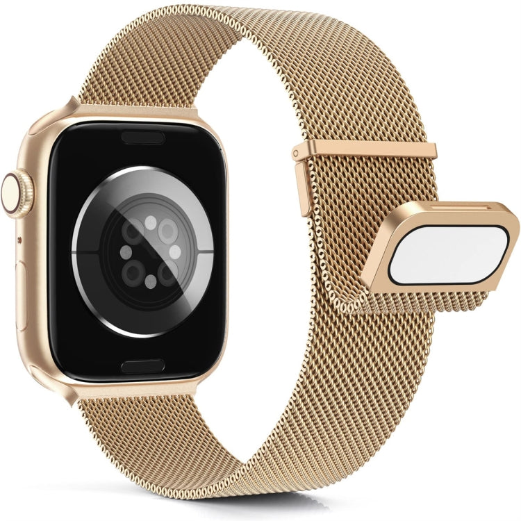 For Apple Watch 5 44mm Milan Double Magnetic Steel Mesh Watch Band(Rose Gold)