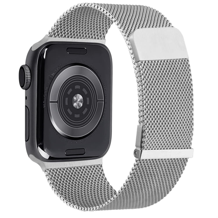 For Apple Watch 4 44mm Milan Double Magnetic Steel Mesh Watch Band(Silver)