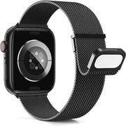 For Apple Watch 4 44mm Milan Double Magnetic Steel Mesh Watch Band(Black)