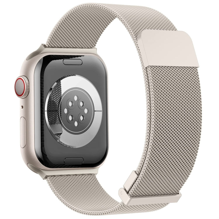 For Apple Watch 3 38mm Milan Double Magnetic Steel Mesh Watch Band(Starlight Color)