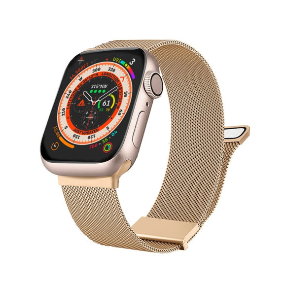 For Apple Watch 3 38mm Milan Double Magnetic Steel Mesh Watch Band(Rose Gold)