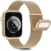 For Apple Watch 3 42mm Milan Double Magnetic Steel Mesh Watch Band(Rose Gold)