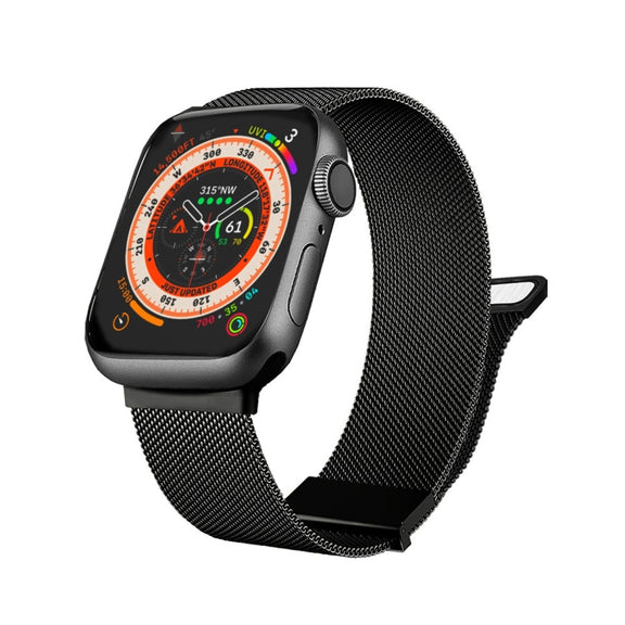 For Apple Watch 42mm Milan Double Magnetic Steel Mesh Watch Band(Black)