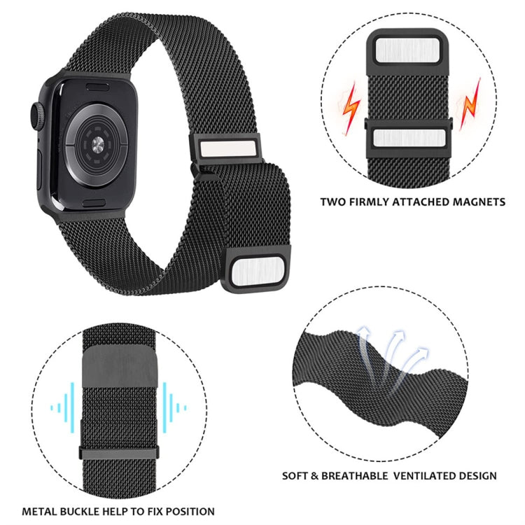 For Apple Watch 2 38mm Milan Double Magnetic Steel Mesh Watch Band(Silver)