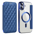 For iPhone 16 Shield Magsafe RFID Anti-theft Rhombus Leather Phone Case(Dark Blue) - iPhone 16 Cases by PMC TechLife | Online Shopping South Africa | PMC TechLife | Buy Now Pay Later Mobicred