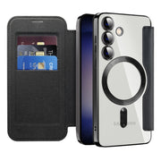 For Samsung Galaxy S25 5G Shield MagSafe RFID Anti-theft Rhombus Leather Phone Case(Black)