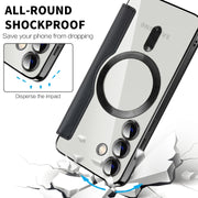 For Samsung Galaxy S25 5G Shield MagSafe RFID Anti-theft Rhombus Leather Phone Case(Black)