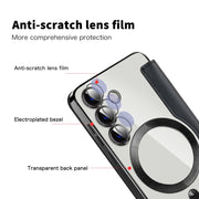 For Samsung Galaxy S25 5G Shield MagSafe RFID Anti-theft Rhombus Leather Phone Case(Black)