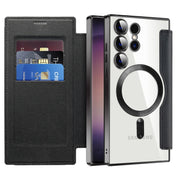 For Samsung Galaxy S25 Ultra 5G Shield MagSafe RFID Anti-theft Rhombus Leather Phone Case(Black)