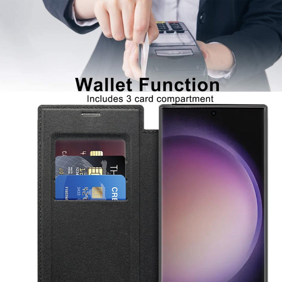 For Samsung Galaxy S25 Ultra 5G Shield MagSafe RFID Anti-theft Rhombus Leather Phone Case(Black)