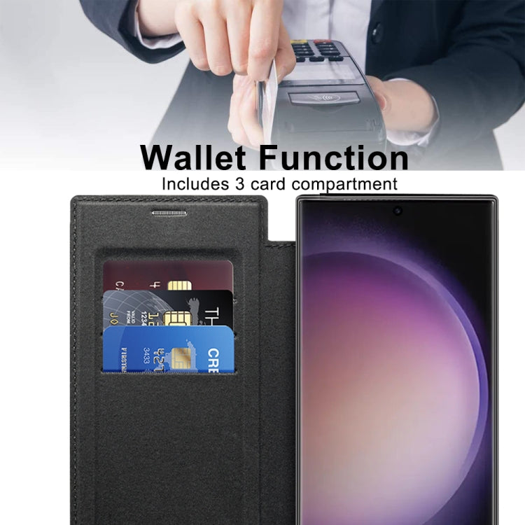 For Samsung Galaxy S25 Ultra 5G Shield MagSafe RFID Anti-theft Rhombus Leather Phone Case(Black)