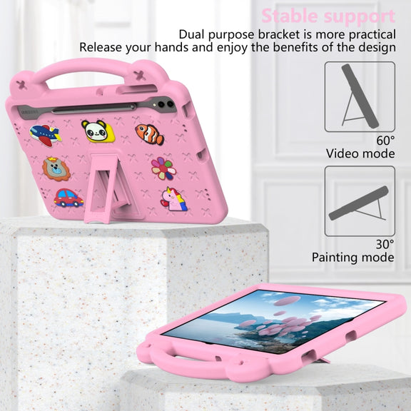 For Samsung Galaxy Tab S9 FE+ 12.4 X610N Handle Kickstand Children EVA Shockproof Tablet Case(Pink)