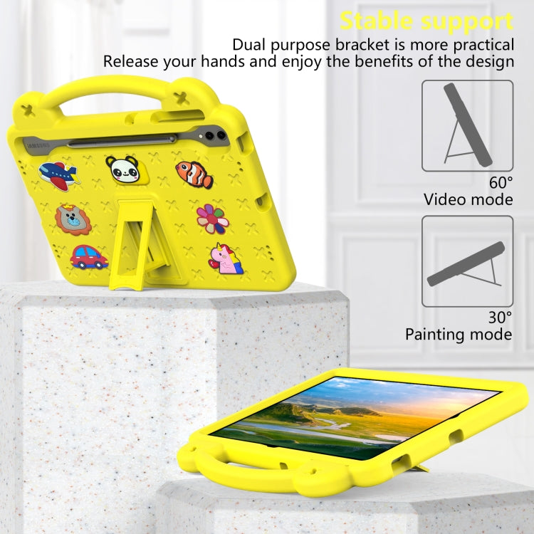 For Samsung Galaxy Tab S9 FE+ 12.4 X610N Handle Kickstand Children EVA Shockproof Tablet Case(Yellow)