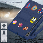 For Samsung Galaxy Tab S9 FE+ 12.4 X610N Handle Kickstand Children EVA Shockproof Tablet Case(Navy Blue)