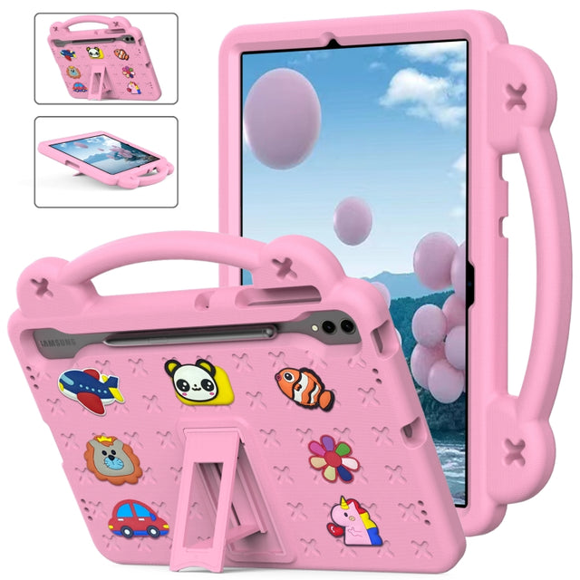 For Samsung Galaxy Tab S9+ 12.4 X810 Handle Kickstand Children EVA Shockproof Tablet Case(Pink)