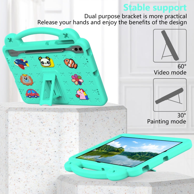 For Samsung Galaxy Tab S9+ 12.4 X810 Handle Kickstand Children EVA Shockproof Tablet Case(Mint Green)