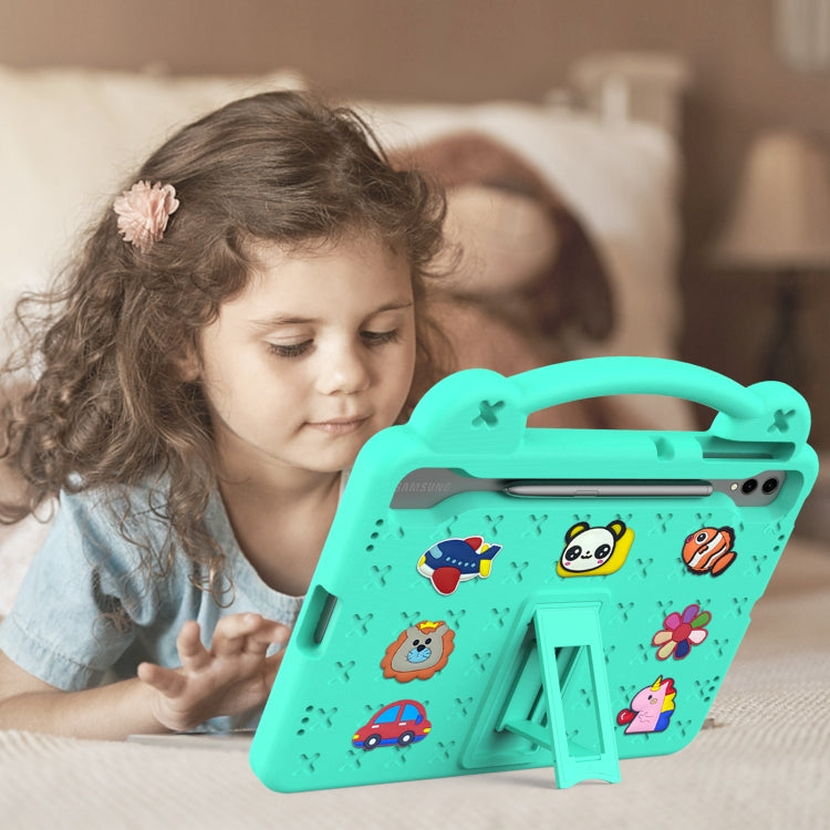 For Samsung Galaxy Tab S9+ 12.4 X810 Handle Kickstand Children EVA Shockproof Tablet Case(Mint Green)