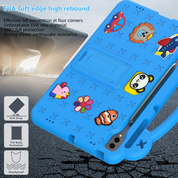 For Samsung Galaxy Tab S9+ 12.4 X810 Handle Kickstand Children EVA Shockproof Tablet Case(Sky Blue)