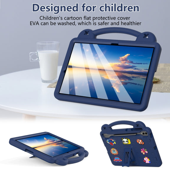 For Samsung Galaxy Tab S10+12.4 X820 Handle Kickstand Children EVA Shockproof Tablet Case(Navy Blue)