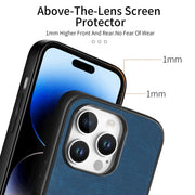For iPhone 16 Pro Vintage Leather PC Back Cover Phone Case(Blue)