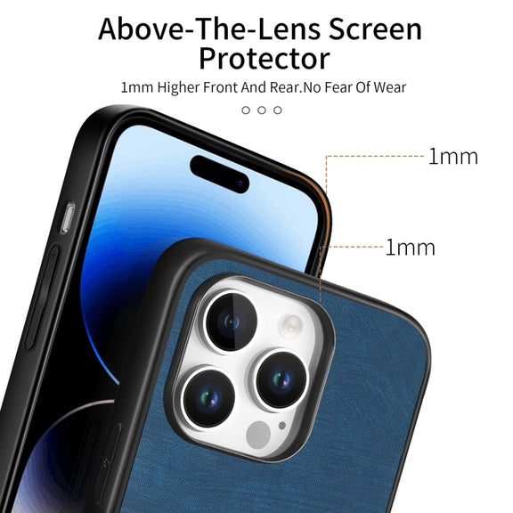 For iPhone 16 Pro Vintage Leather PC Back Cover Phone Case(Blue)