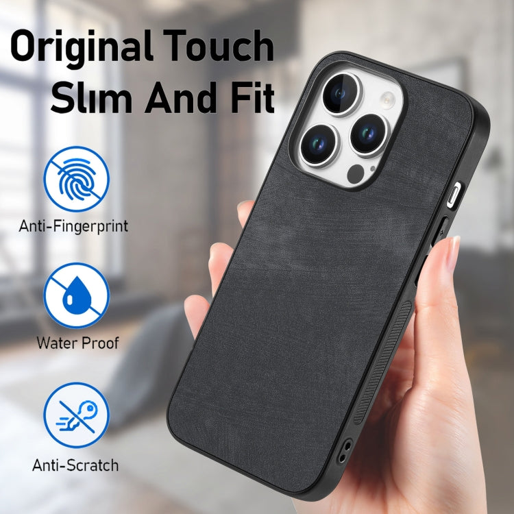 For iPhone 16 Pro Max Vintage Leather PC Back Cover Phone Case(Black)