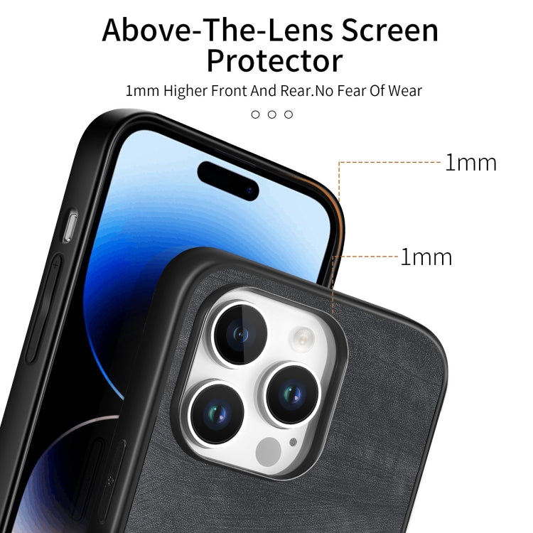 For iPhone 16 Pro Max Vintage Leather PC Back Cover Phone Case(Black)