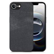 For iPhone 16e Vintage Leather PC Back Cover Phone Case(Black)