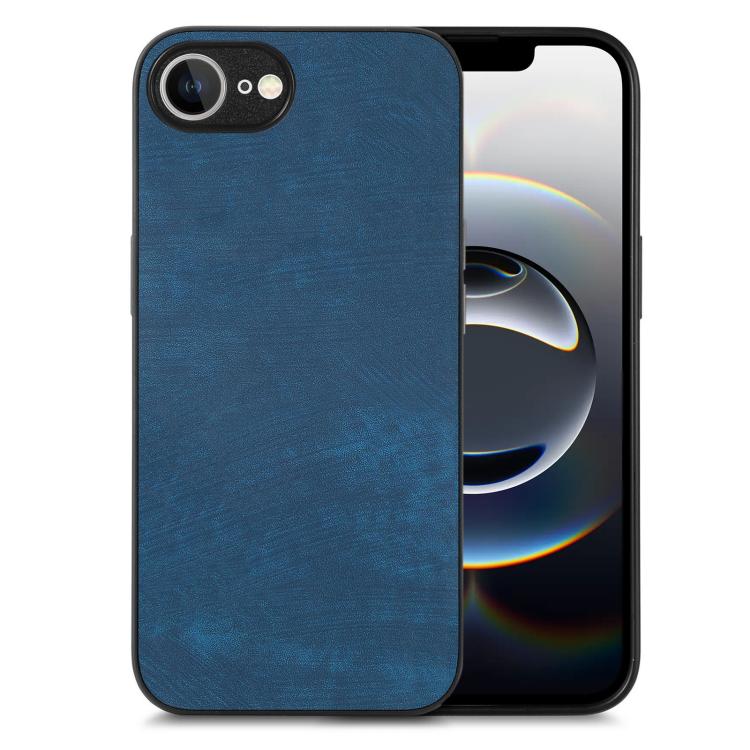 For iPhone 16e Vintage Leather PC Back Cover Phone Case(Blue)