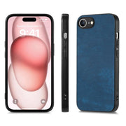 For iPhone 16e Vintage Leather PC Back Cover Phone Case(Blue)