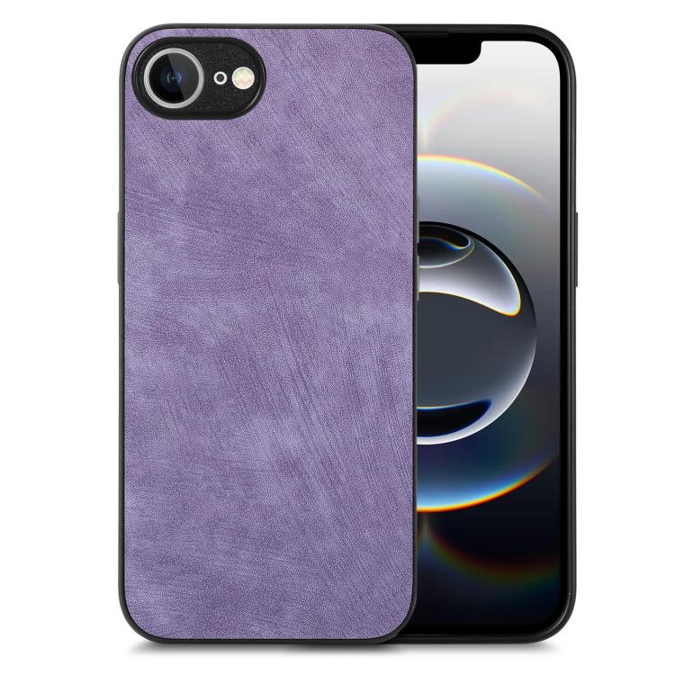 For iPhone 16e Vintage Leather PC Back Cover Phone Case(Purple)