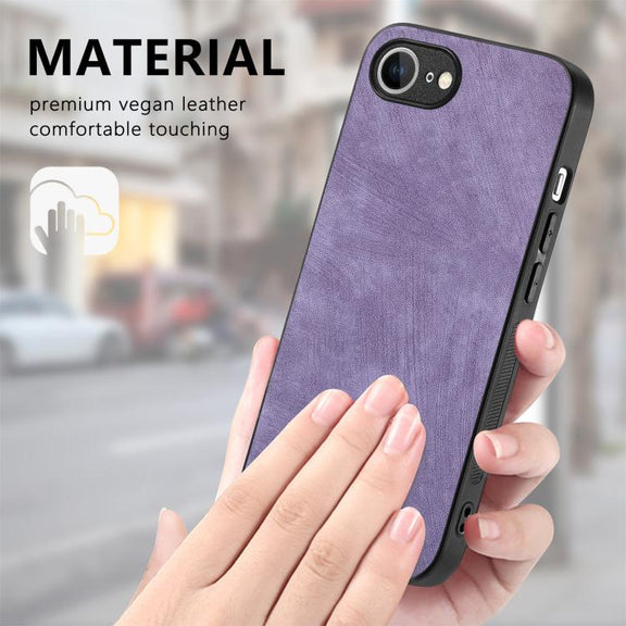 For iPhone 16e Vintage Leather PC Back Cover Phone Case(Purple)