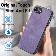 For iPhone 16e Vintage Leather PC Back Cover Phone Case(Purple)