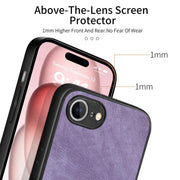 For iPhone 16e Vintage Leather PC Back Cover Phone Case(Purple)